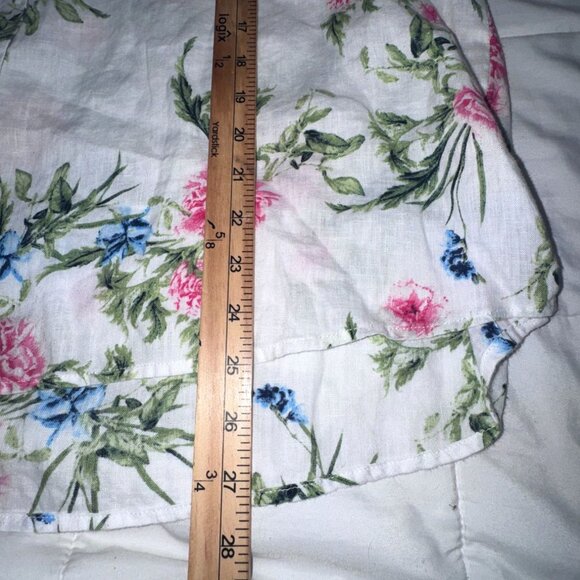 Charter Club Womens Floral Print Button-Down Shirt XXL Linen Blend White Pink Bl - Picture 7 of 8